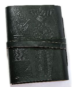 Hand crafted gypsy style wrap around goat leather journal black colour