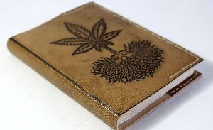 Hand stitched hemp goat leather refillable journal antique