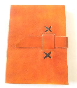 Orange color ethnic style goat leather journal