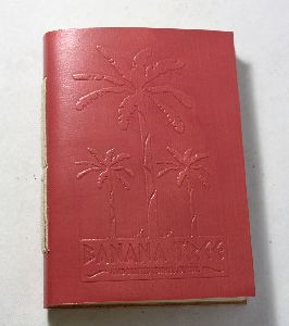 softened goat leather with banana tree embossed front journal