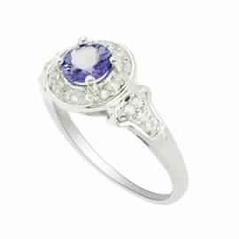 1.3 Crt Tanzanite Round Cut Sterling Silver Ring