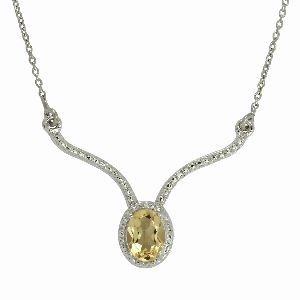 6X8 MM Citrine Oval Cut Sterling Silver Necklace