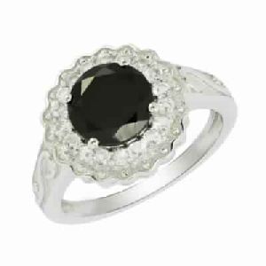 8 MM Black Onyx Round Cut Sterling Silver Ring