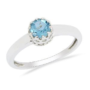Blue Topaz Crown Ring 92.5 Sterling Silver