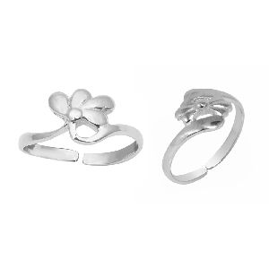 Flower Looking Solid 925 Sterling Silver Toe Ring