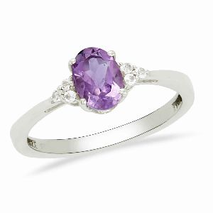 Sterling Silver 925 Amethyst Oval Engagement Ring