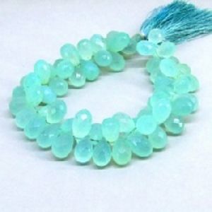 Aqua chalcedony faceted drops beads