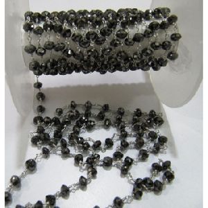 Black diamond beaded rosary chain