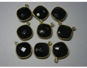 Black onyx cut cushion gem stone connectors