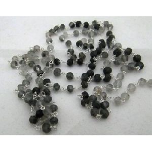 Black rutilated rosary beaded chain