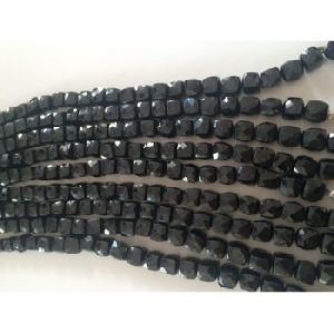 Black spinel faceted box natural stone beads