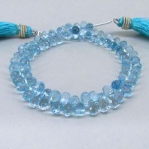 Blue topaz faceted drops beads
