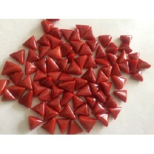 Cabochons smooth triangle red coral