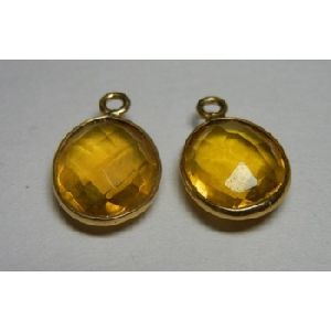 Citrine hydro oval cut gemstones connectors