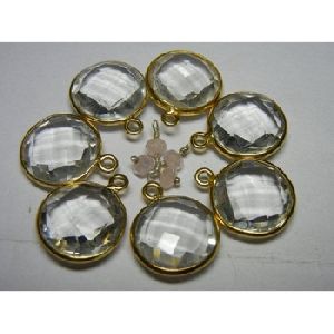 crystal hydro cut round gemstones connectors