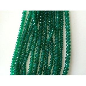 Green onyx roundel faceted natural stone beads