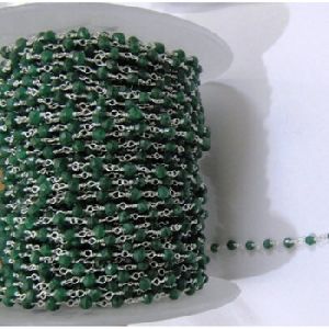 Handmade Died emerald beaded rosary chain