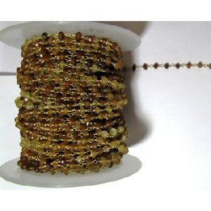 Hessonite garnet beaded rosary chain