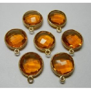 Hydro honey round cut gemstone connectors