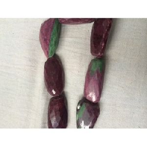 Ruby Zoisite faceted tumbled stone
