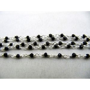 Silver Black spinal rosary beaded chain