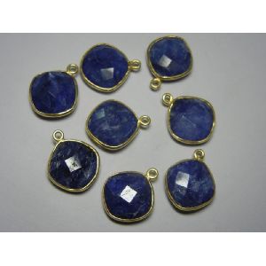 Silver Died blue sapphire cut cushion gemstones connectors