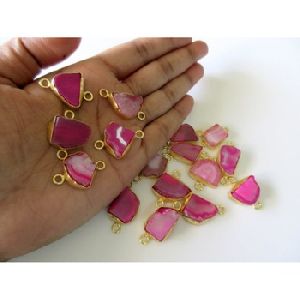 Solar quartz agate pink druzy gemstones connectors