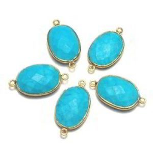 Turquoise oval cut gem stone connectors