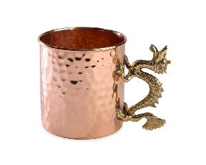 Hammered Copper Mug with Brass Dragon Handle