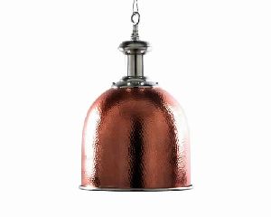 Hammered Metal Copper and Chrome Pendant Light