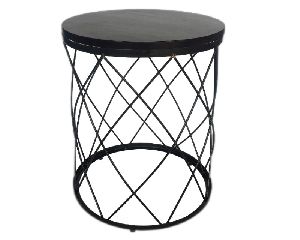 Iron and Wooden Material Side Stool