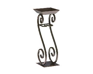 Iron Metal Pillar Candle Holder With Rope Scroll