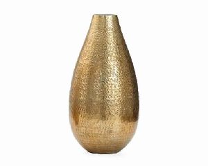 Tall Hammered Flower Gold Vase