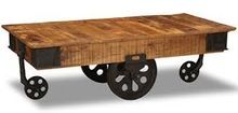 CART IRON WOODEN COFFEE TABLE