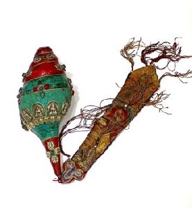 Hand Engraved Tibetan Buddhist Blow Conch Shell