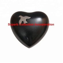 Black and pewter bird Heart keepsake urn