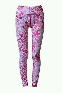 Floral Pink Printed Cotton Sports Legging