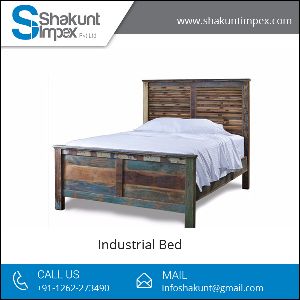 Wood Industrial Bed