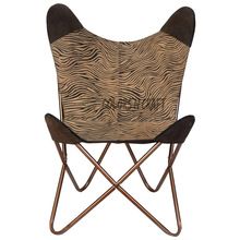 High quality suede leather printed foldable butterfly chair