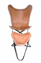 Leather Butterfly chairs with stool