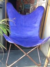 unique style blue leather butterfly chair