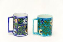 Vinatge jaipuri Ceramic blue pottery  mug