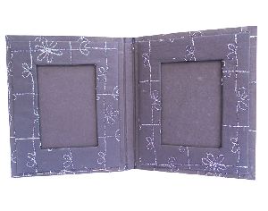 Recycled paper with black embroidery photo frame