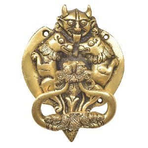 Handcrafted Brass Demon Two Lions Dragon Head Door Knocker