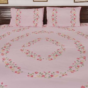 Handmade Cotton Floral Petals Bedsheet with Two Pillow Covers
