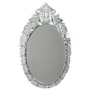 Oval Leafy Design Decorative Mirror