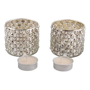 Silver Vintage Effect Cup Candle Holder