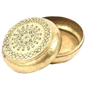 Vintage Engraved Brass Chapati Box