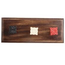 Wooden Handmade Iron Black Cream and Red Hooks