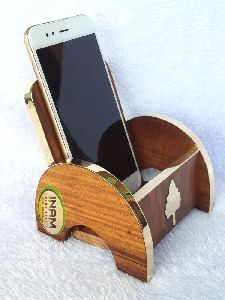 Natural wooden cell phone stand